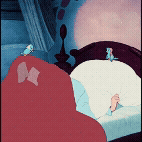 Cinderella being woke up by bluebirds